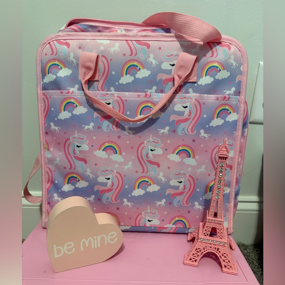 💕Whimsical Pink Unicorn Bag perfect for classes 🦄
